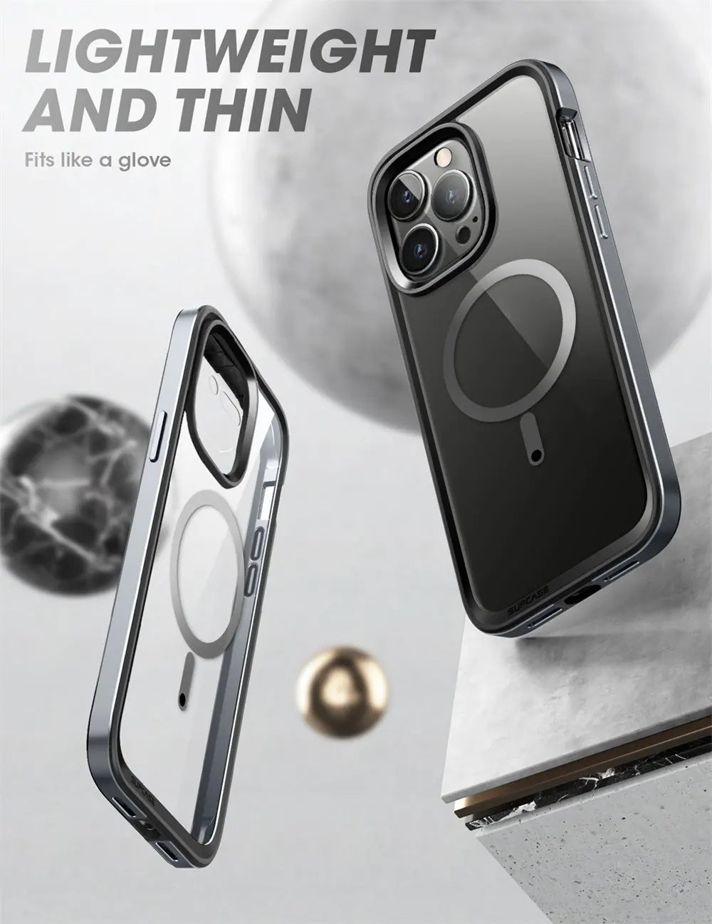 iPhone 14 Pro Case 6.1" (2022 Release) UB Edge Mag Slim Frame Clear Protective Case with Built-in Screen Protector