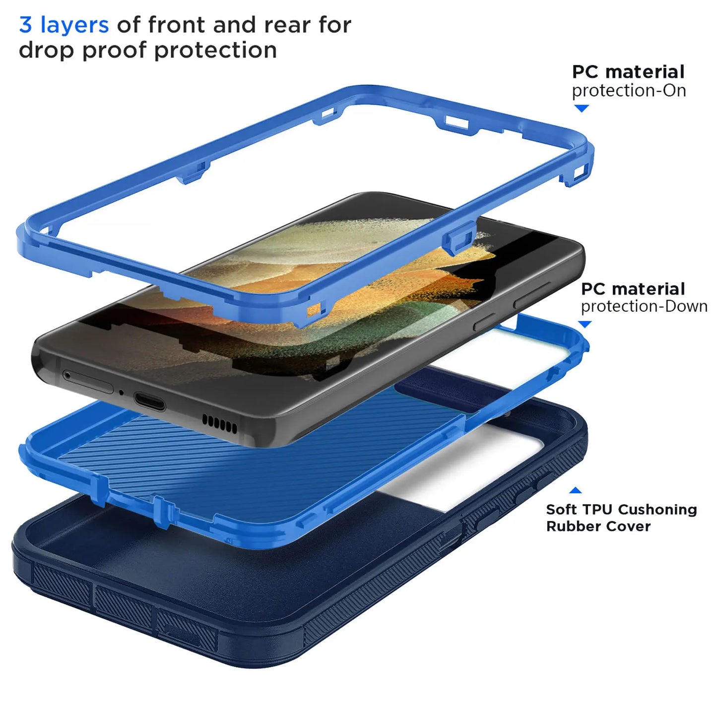 Blue Samsung Galaxy S21 Series Heavy Duty Case