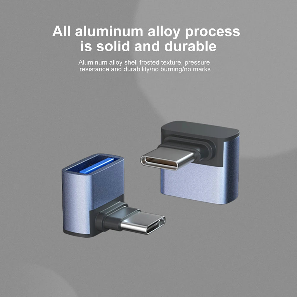 USB 3.1 to Type-C OTG Adapter – 90° Fast Charging & Data Converter, 10Gbps Computers and Phones