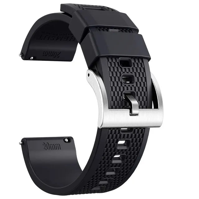 Silicone Smartwatch Bands – 18mm/20mm/22mm Quick Release Rubber Strap for Men & Women, Soft Replacement