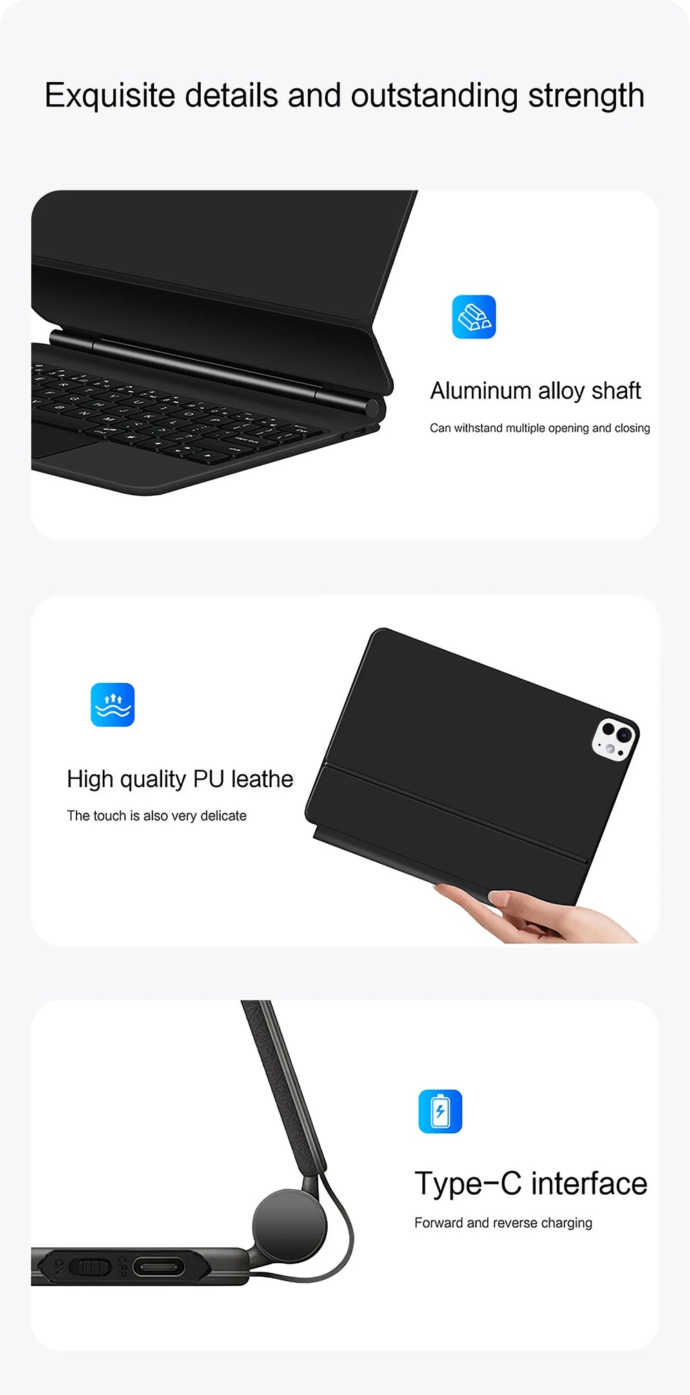 Keyboard Case For iPad Pro 11 Inch (M4) 2024 Magnetic Smart Magic Keyboards Folio Cover Backlight With Multi-Touch Trackpad
