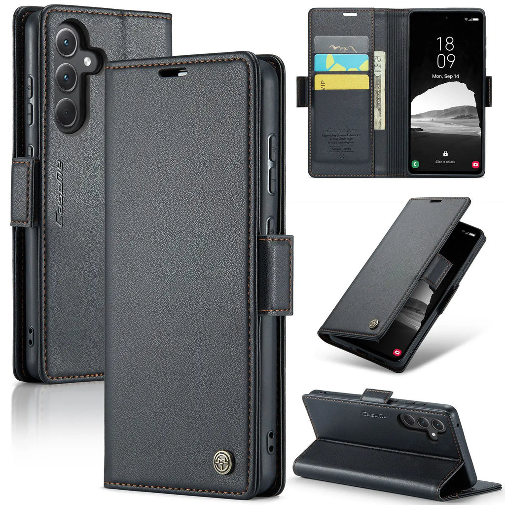 Samsung Galaxy A55 5G / A35 / A25 / A05S (2024) Wallet Case – Card Holder, RFID Blocking, Durable Leather Kickstand Phone Cover