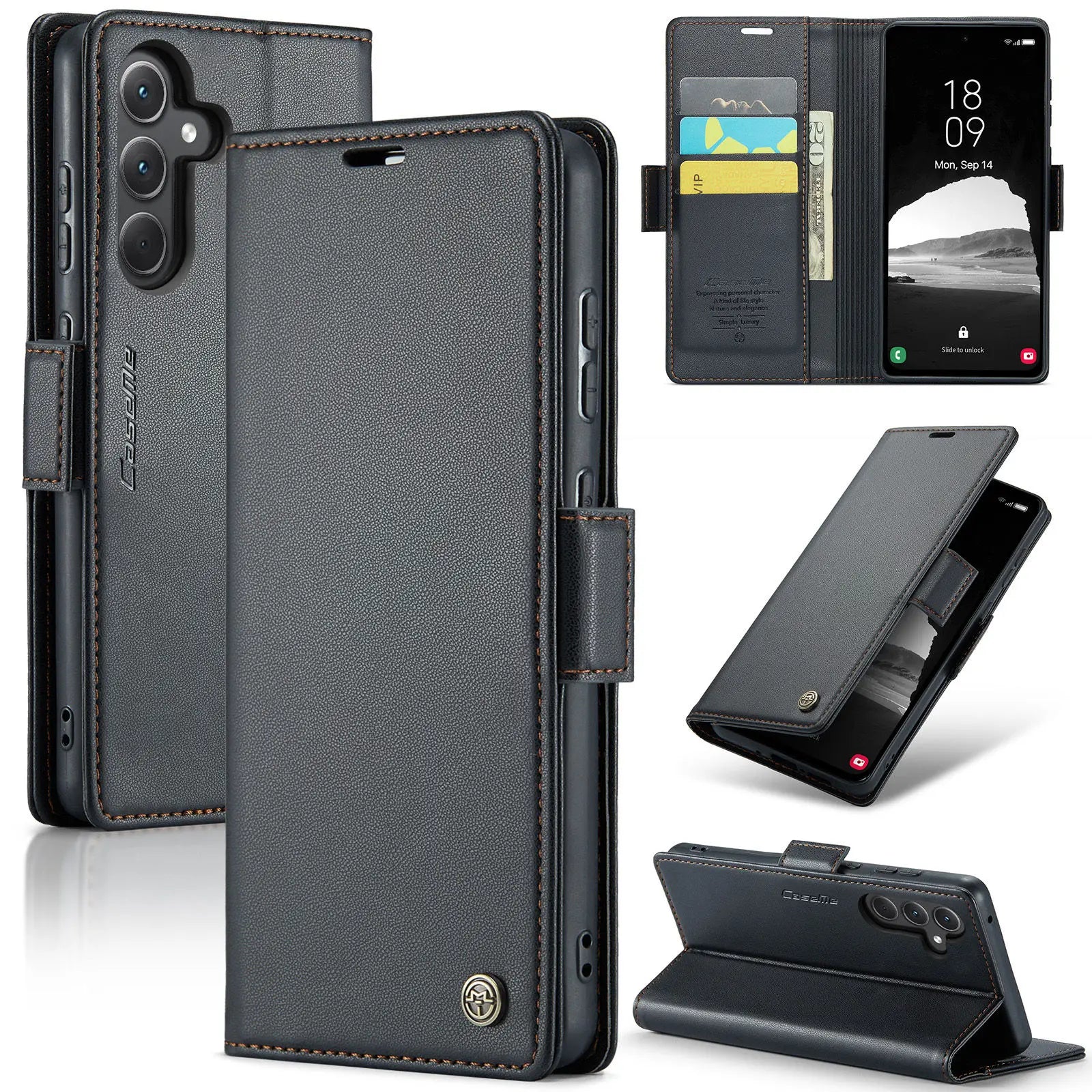 Samsung Galaxy A55 5G / A35 / A25 / A05S (2024) Wallet Case – Card Holder, RFID Blocking, Durable Leather Kickstand Phone Cover