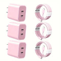 Fast Charge Kit for iPhone – 3-Pack 40W Dual USB-C Wall Chargers with 6ft Lightning Cables (12/13/11/XR/XS)