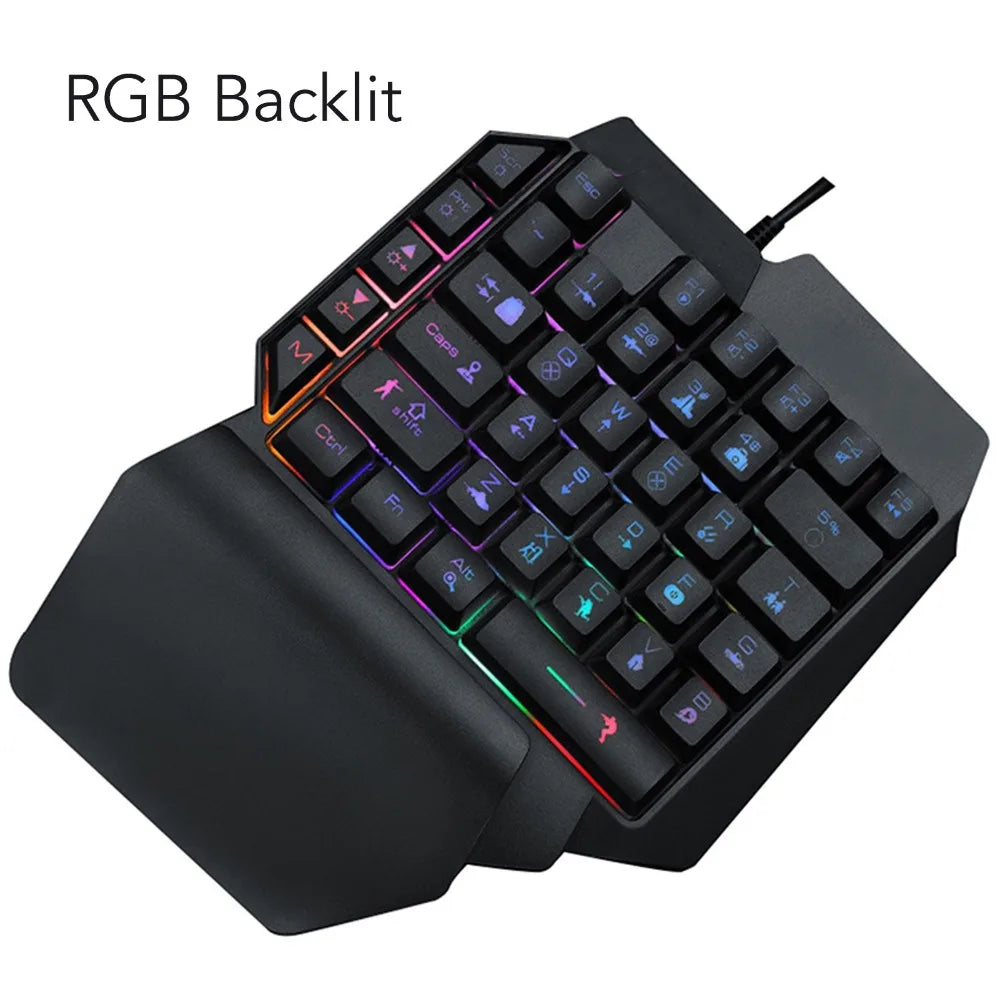 Plug-and-Play RGB Backlit One-Handed Gaming Keyboard – 39-Key USB Wired Mechanical Half Keyboard for PC Gamers