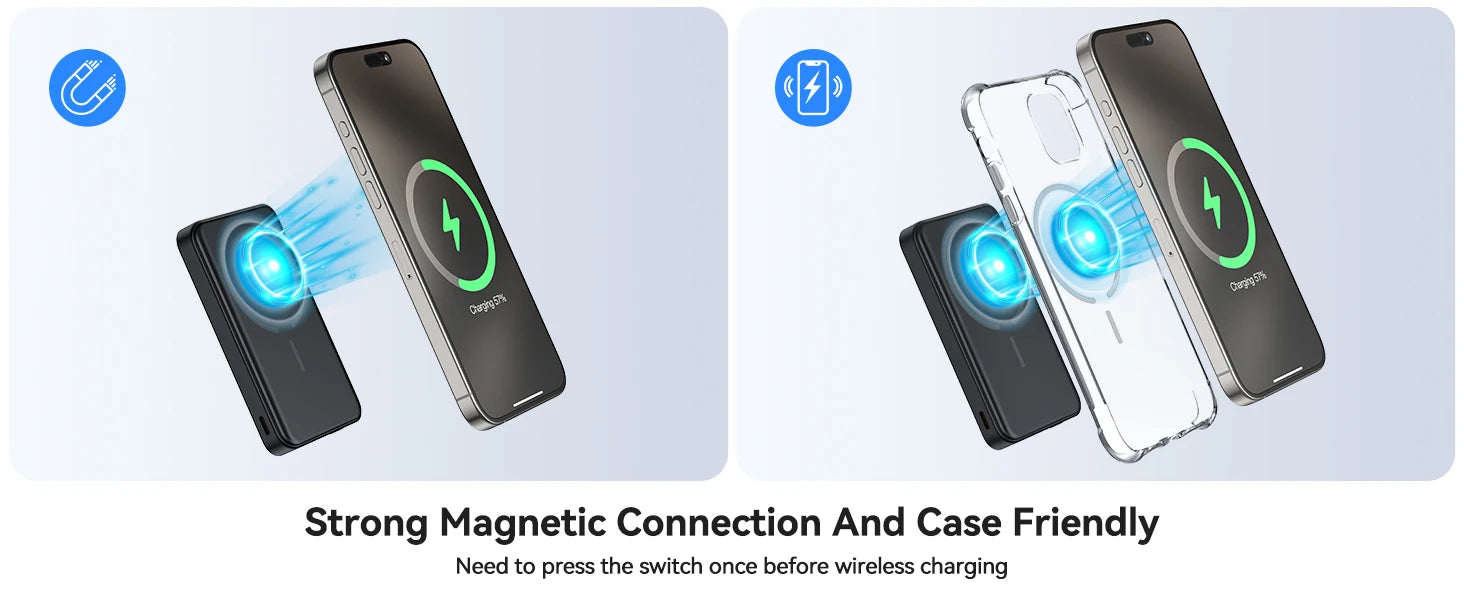 Magnetic Wireless Power Bank 10000mAh – Watch Charger for Apple Watch 4–9/Ultra 2 + iPhone 16/15 and Galaxy Devices, Battery Pack