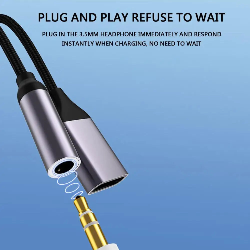 2-in-1 USB-C Splitter Adapter | 3.5mm AUX Audio & Charging | Universal Headphone & Charge Converter