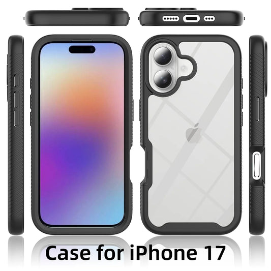 Clear Shock-Resistant Case for iPhone 17 with Integrated Screen Protector — Rugged Defender Shell for iPhone 17