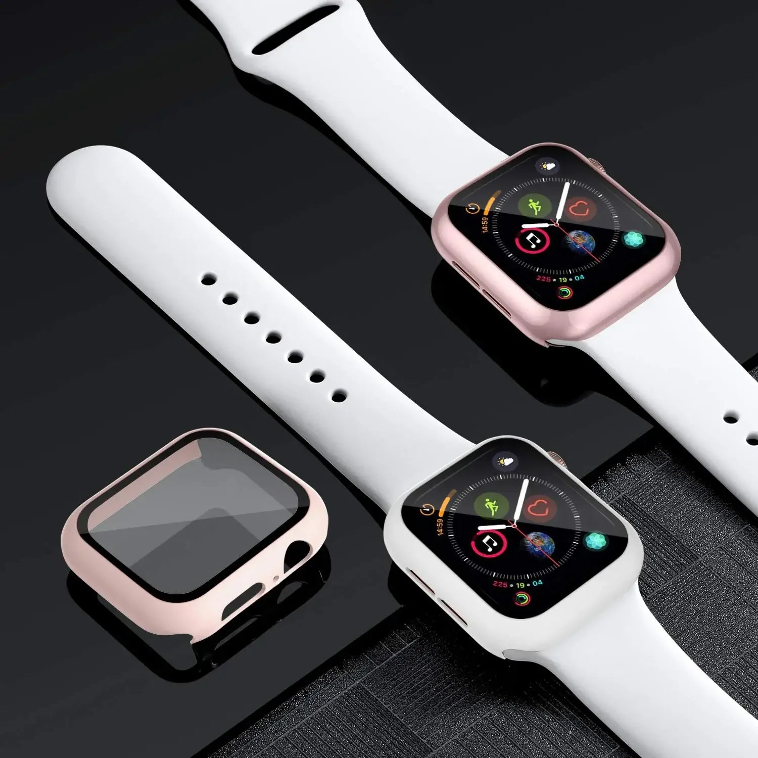 Tempered Glass Screen Protector + Case Cover for Apple Watch Ultra/SE (Series 3–8) – 41mm/44mm/45mm/49mm Compatible,  Watch Case Protector