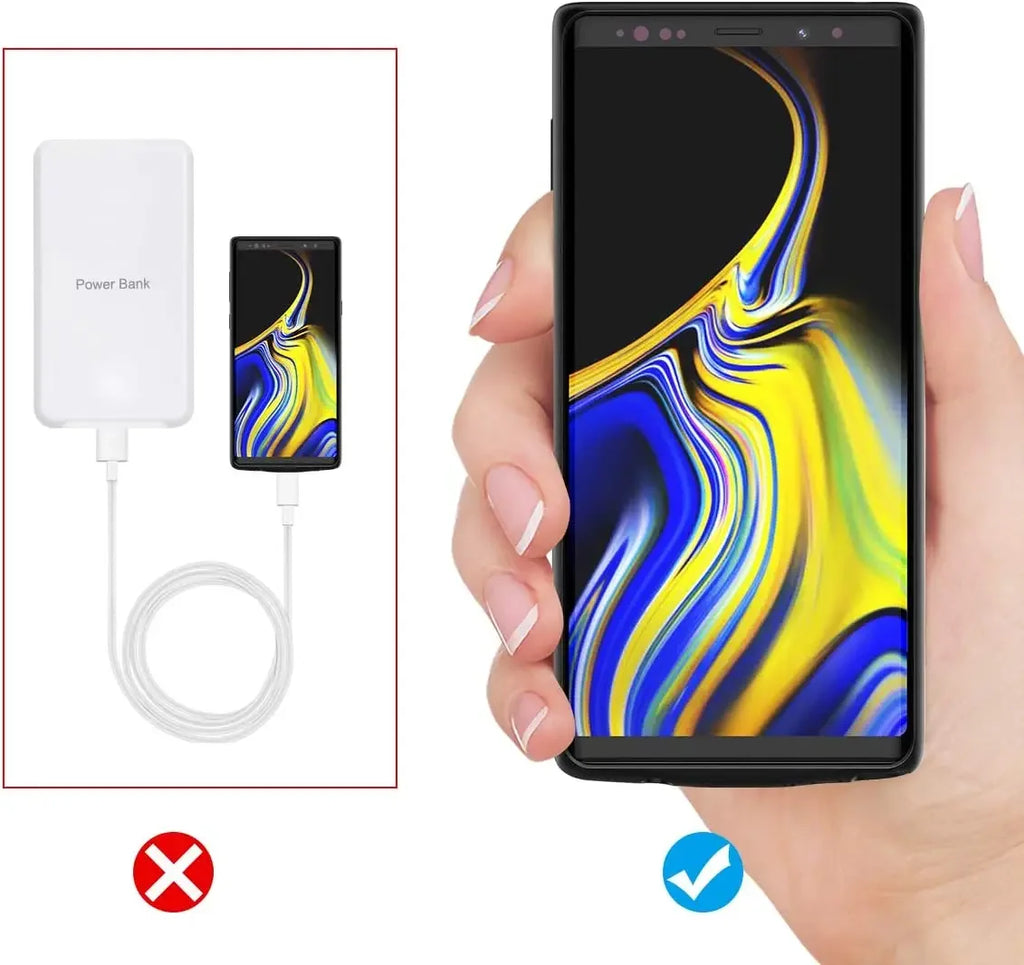 Samsung Galaxy Note 9 Battery Case 6500mAh – Wireless Power Bank Cover with Built-in Charger, Spare Battery Pack