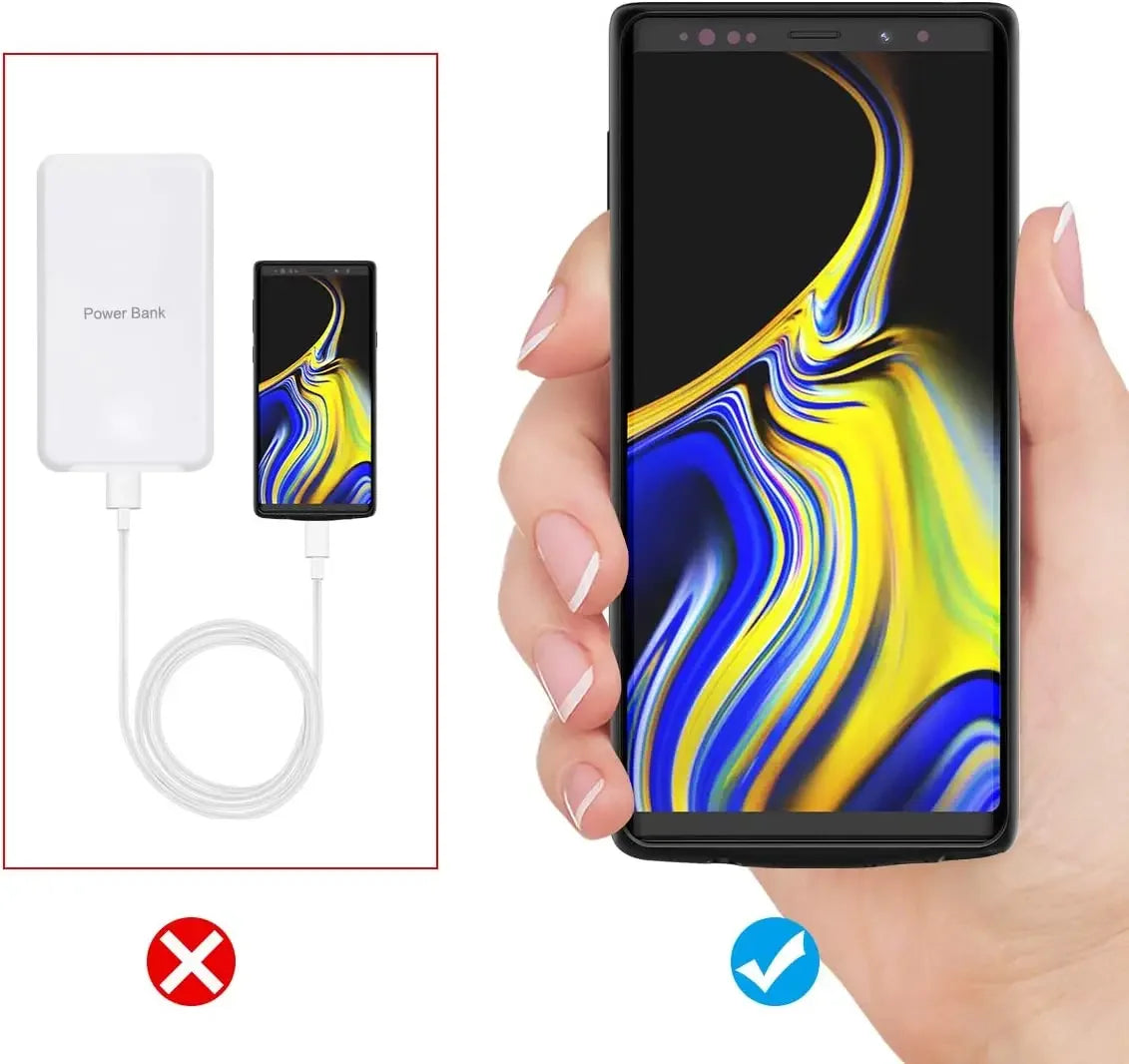 Samsung Galaxy Note 9 Battery Case 6500mAh – Wireless Power Bank Cover with Built-in Charger, Spare Battery Pack