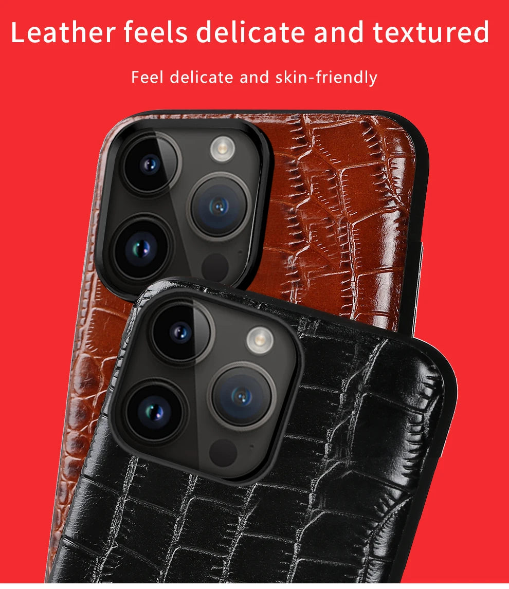 Leather Back Cover Case for Apple iPhone Series – 14, 13 Pro Max, 12/11/ Premium Genuine Leather