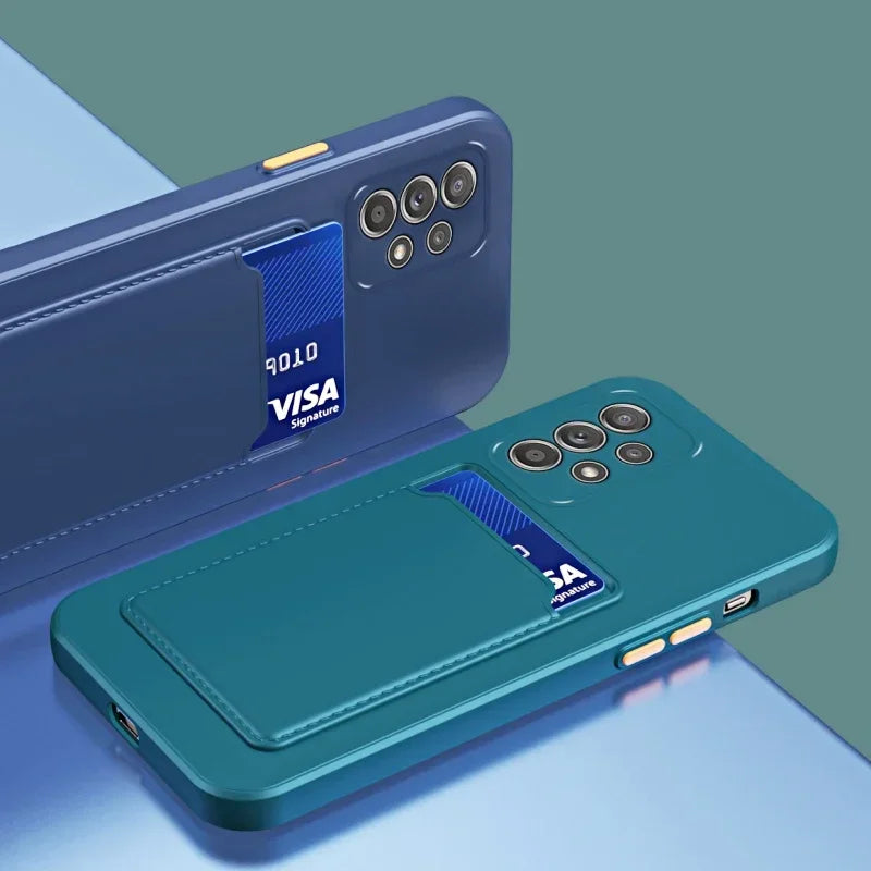 Soft Silicone Slot Wallet Card Holder Case for Samsung Galaxy (S24–S20 FE, Note20 Ultra, A51/A71/A54)