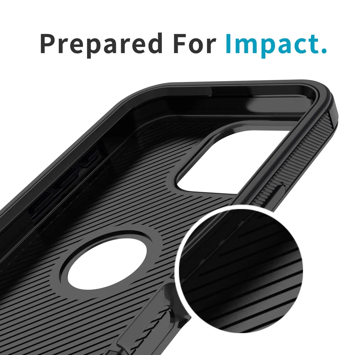 Black Heavy Duty Shockproof Phone Case for iPhone 16 Pro Max / 16 Plus / 16 Pro