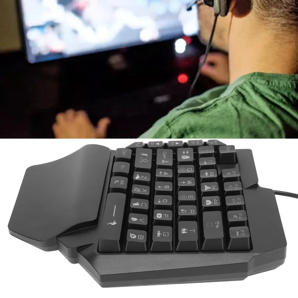 Plug-and-Play RGB Backlit One-Handed Gaming Keyboard – 39-Key USB Wired Mechanical Half Keyboard for PC Gamers