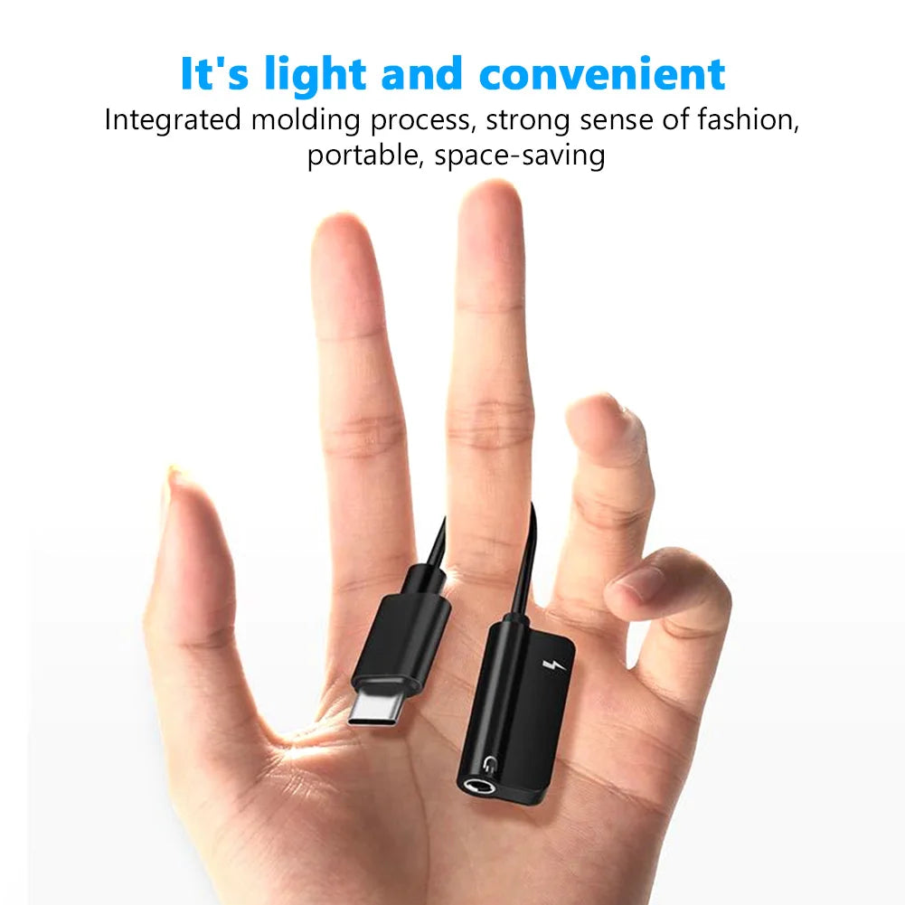 Type-C to 3.5mm Audio Converter – 2-in-1 USB-C Splitter for Headphones & AUX, Compatible with Xiaomi, Huawei, P Series