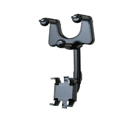 360° Rotation Rearview Mirror Phone Mount – Stable Gripper Car Bracket for GPS/Navi, Compatible with iPhone, Samsung, Xiaomi