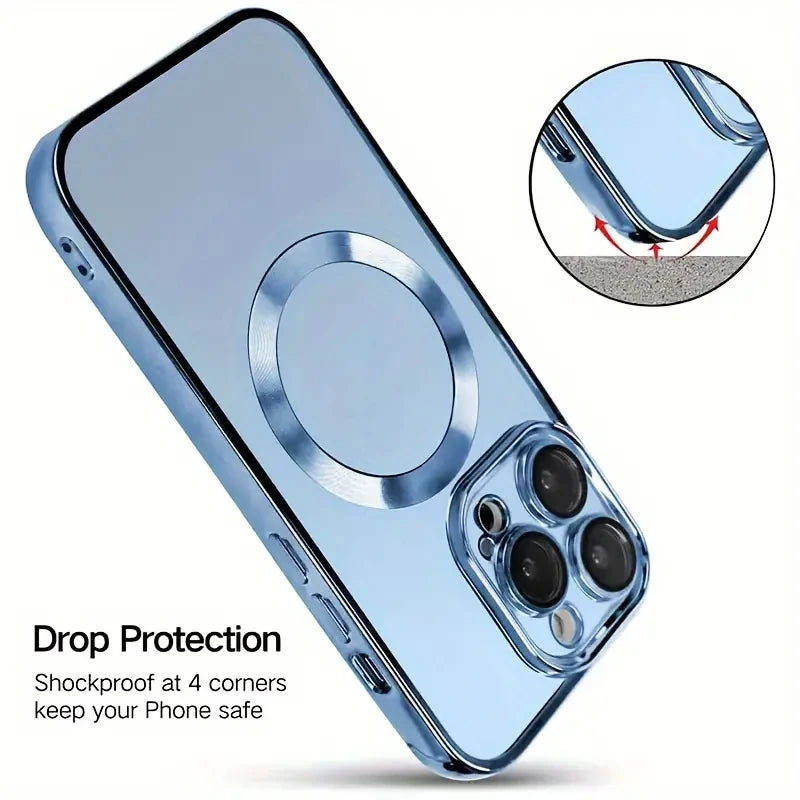 Transparent Crystal Magnetic Wireless Charging Phone Case For iPhone 16 15 14 13 12 11 Pro Max Cases Clear Soft Protective Cover