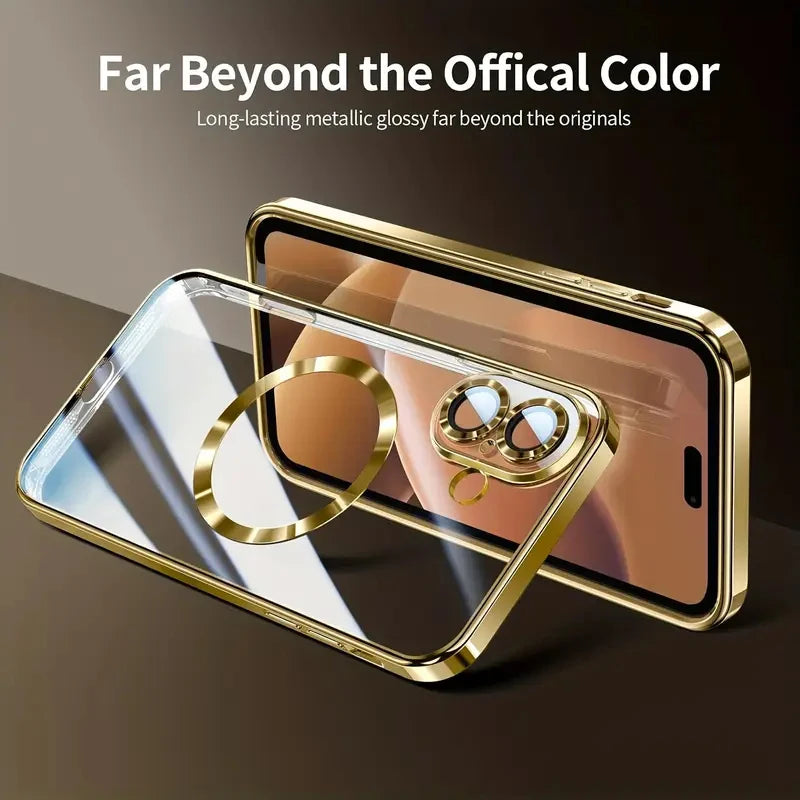 Transparent Crystal Magnetic Wireless Charging Phone Case For iPhone 16 15 14 13 12 11 Pro Max Cases Clear Soft Protective Cover