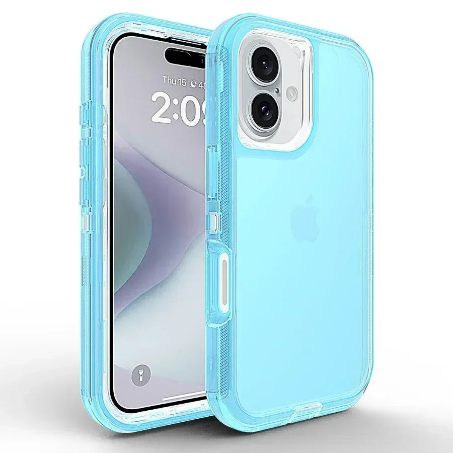 3-in-1 Hybrid Armor Phone Case for iPhone 16E/16/15/14/Plus/13/12/11 Pro Max | Shockproof Rugged Protection Cover