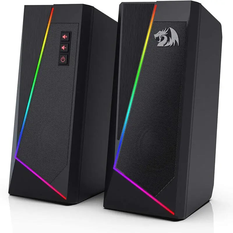 Redragon GS520 RGB PC Speakers – 2.0 Channel Desktop Audio with Six LED Modes, High-Quality Stereo Sound (White/Pink)