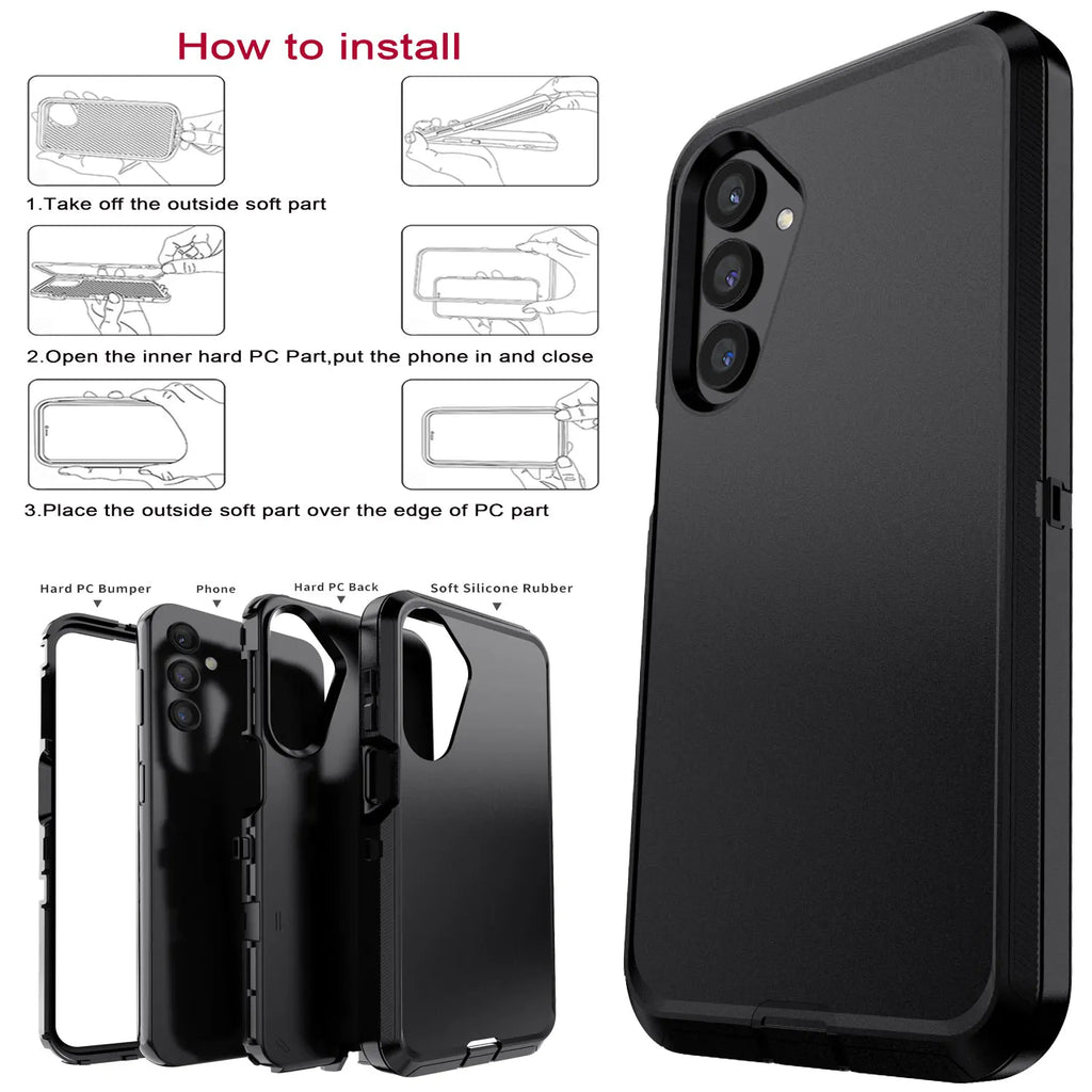 Black Heavy Duty Shockproof Samsung Galaxy A16 5G Case