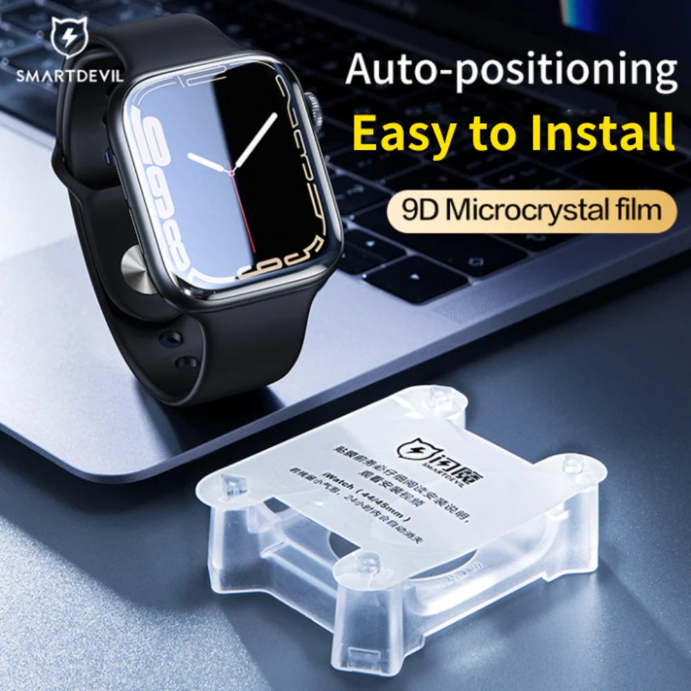 SmartDevil Full Glue Soft Film Screen Protector for Apple Watch – 41mm/45mm, SE, 44mm/40mm, Models 4–8, HD, Easy Install