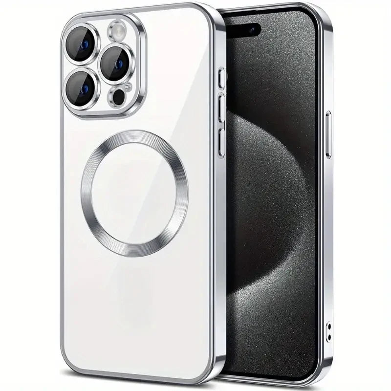 Transparent Crystal Magnetic Wireless Charging Phone Case For iPhone 16 15 14 13 12 11 Pro Max Cases Clear Soft Protective Cover
