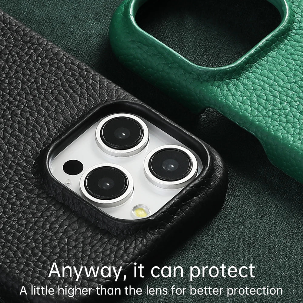 Luxury MagSafe Leather Case for iPhone 17/16/15 Pro Max Air – Cowhide Magnetic Cover