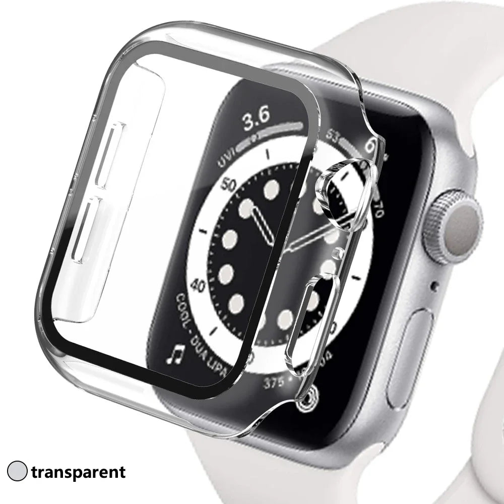 Tempered Glass Screen Protector + Case Cover for Apple Watch Ultra/SE (Series 3–8) – 41mm/44mm/45mm/49mm Compatible,  Watch Case Protector