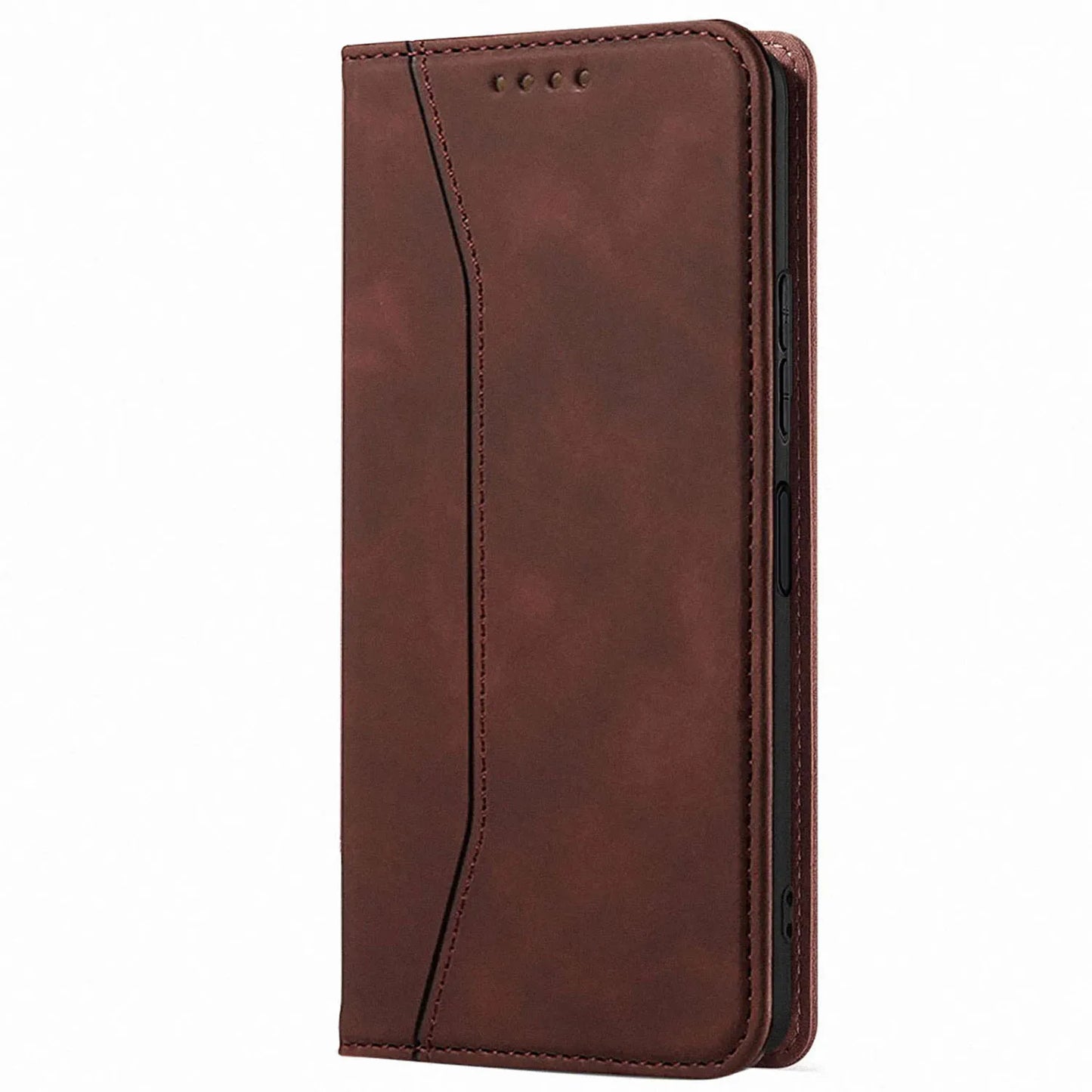 Brown Leather Flip Wallet Case for Samsung Galaxy A14 4G / 5G – Rugged Magnetic