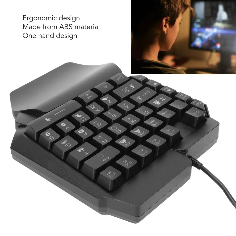 Plug-and-Play RGB Backlit One-Handed Gaming Keyboard – 39-Key USB Wired Mechanical Half Keyboard for PC Gamers