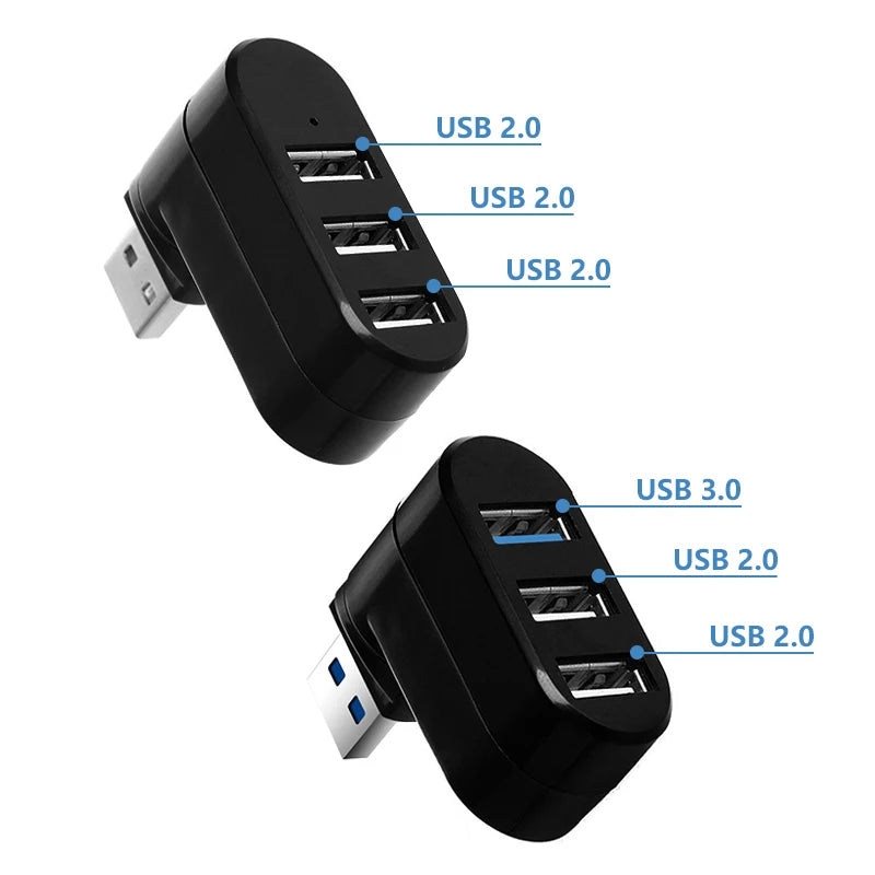 Wireless USB 3.0/2.0 Hub Adapter for Laptop – 3 Ports, USB Splitter, U Disk Reader