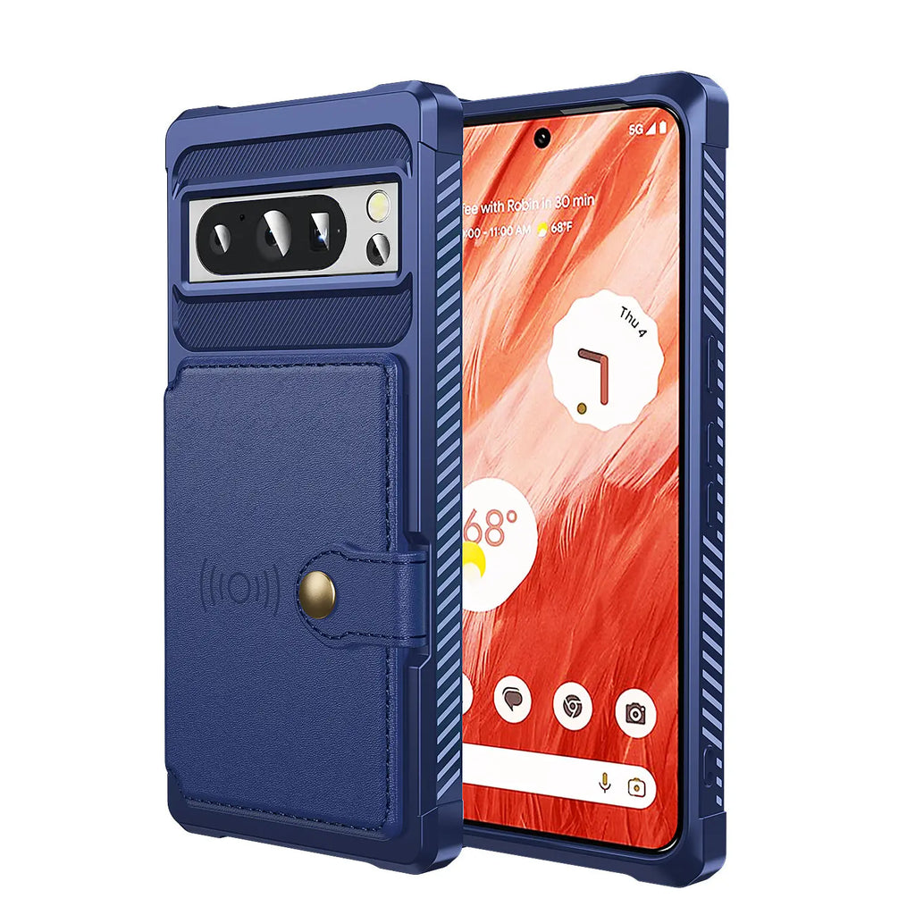 Rugged Leather Flip Wallet Case with Card Holder for Google Pixel 7 Pro, 7A, 8 Pro, and 8 — Heavy-Duty Shockproof Protective Cover