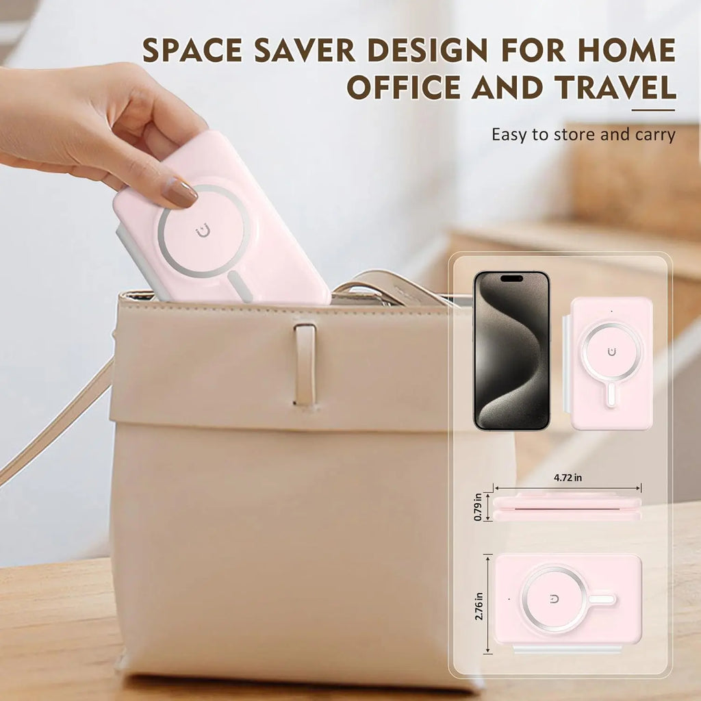 Portable 3-in-1 Magnetic Wireless Charger – Foldable Travel Charging Pad for Smartphones and Accessories, Multi-Device Wireless Charging Station