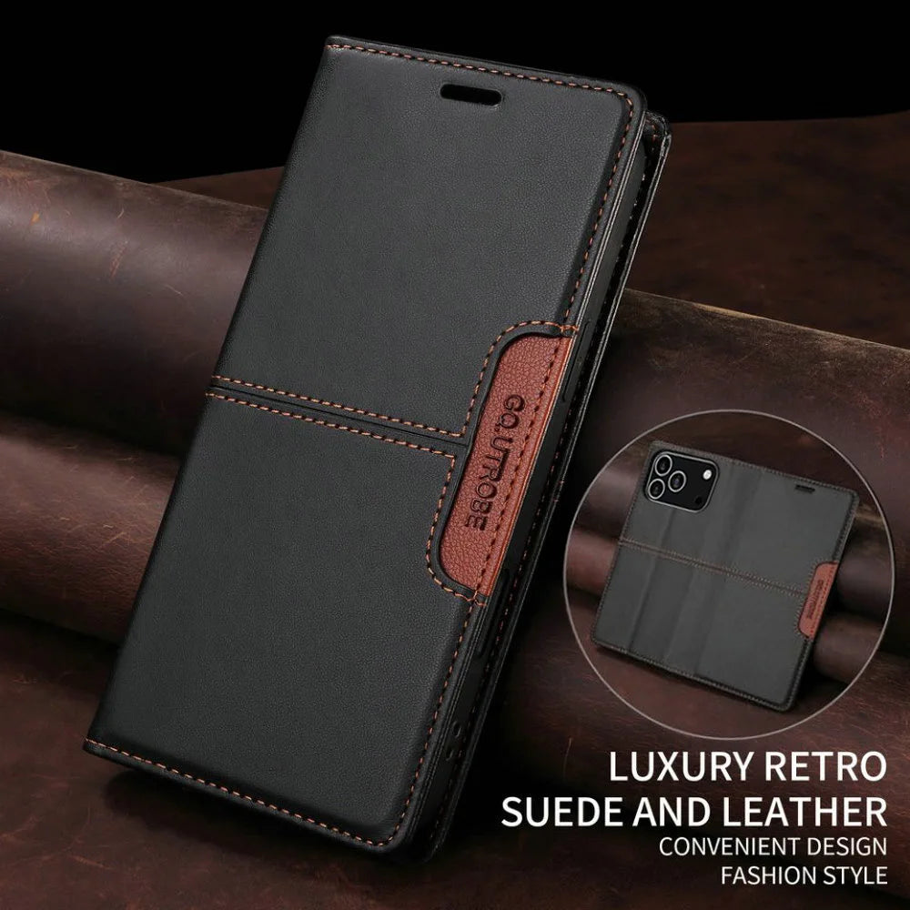 Premium Leather Book Case for iPhone 17 Pro/Pro Max/17 Air — RFID Wallet Cover, Luxury Coque Folio, 5G Protection, ProMax Wallet Fundas