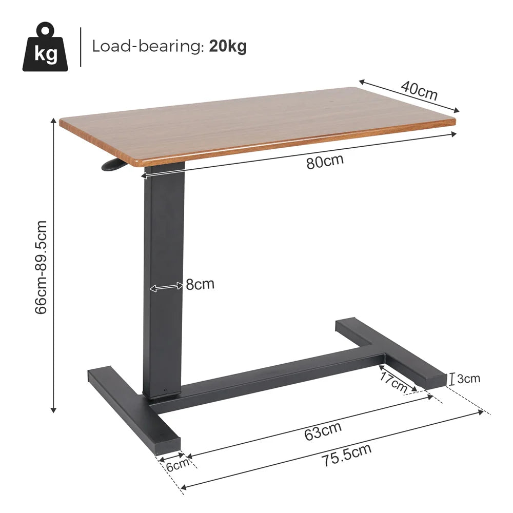 Height-Adjustable Overbed Table: Hidden Wheels & Bedside Laptop Desk