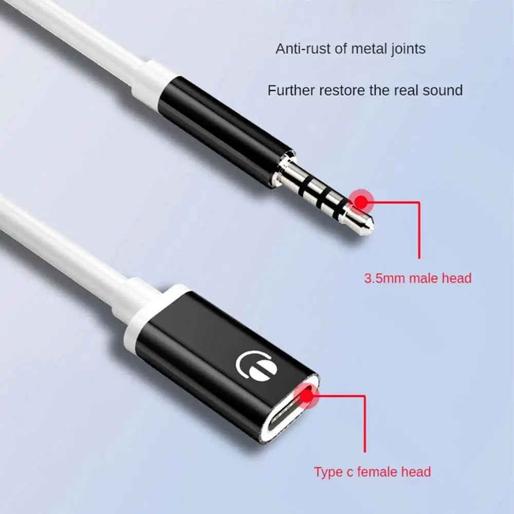 Type-C to 3.5mm Headphone Converter – 3.5mm Male to USB-C Female Audio Adapter for MP3 Players, Laptops, and Tablets