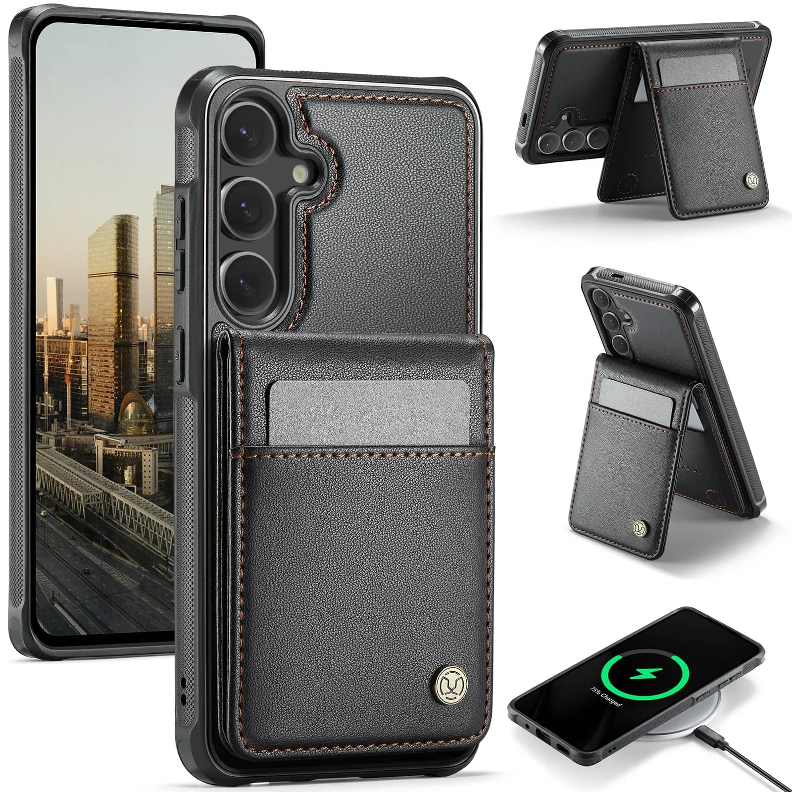 Samsung Galaxy S25/S24 Ultra Wallet Case with Detachable Magnetic Card Holder – 2-in-1 Kickstand Flip Cover with Credit Slots