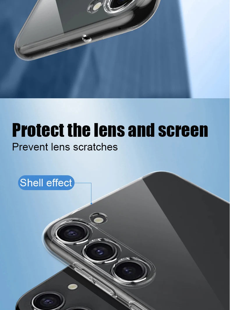 Clear Silicone Soft Phone Case for Samsung Galaxy S24 / S25 / S23 / S22 Ultra / S21+ – Fits S20 FE, S25 Edge, A07 / A17 / A56 / A36