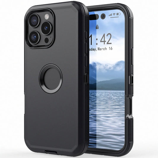 Black Heavy Duty Shockproof Phone Case for iPhone 16 Pro Max / 16 Plus / 16 Pro