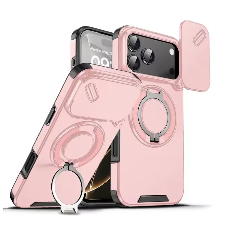 Premium Armor Magnetic Case for iPhone 17 Pro Max / Pro / Air — Shockproof, Ring Stand, Camera Flip Protection Cover