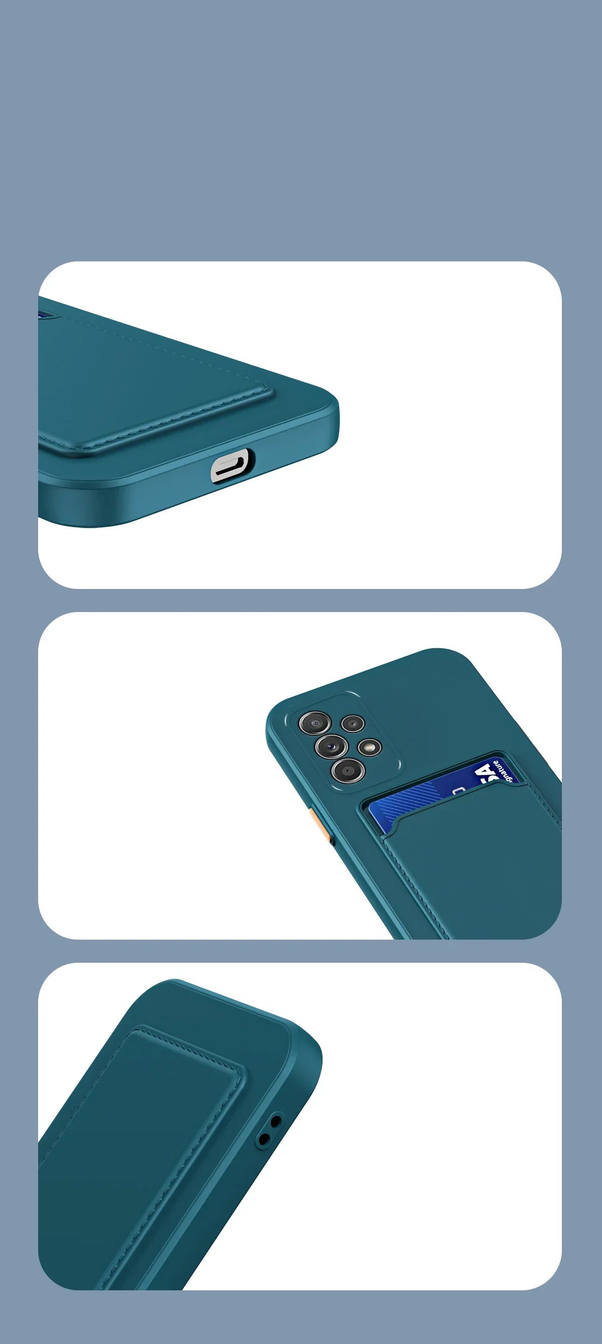 Soft Silicone Slot Wallet Card Holder Case for Samsung Galaxy (S24–S20 FE, Note20 Ultra, A51/A71/A54)