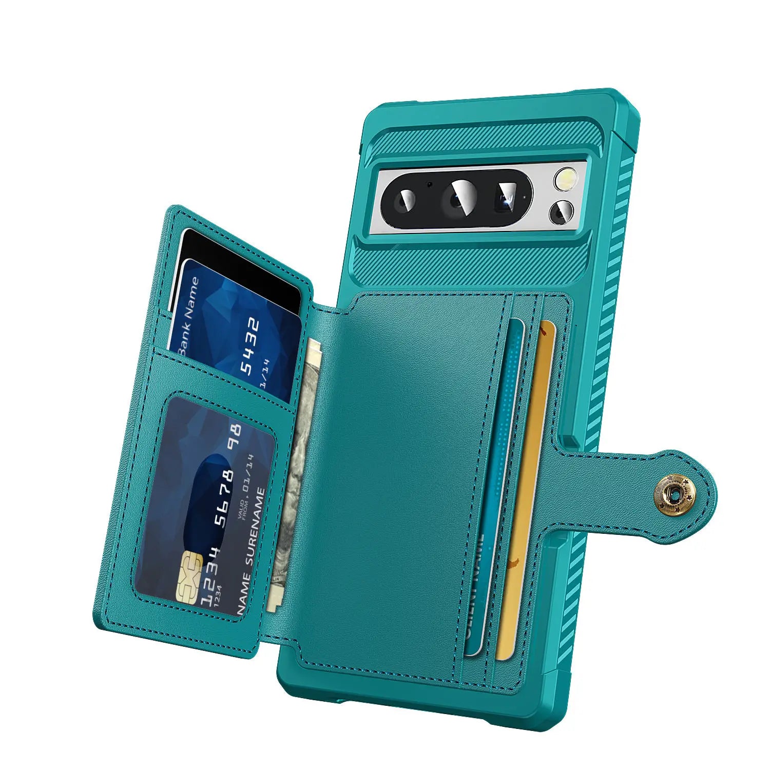Rugged Leather Flip Wallet Case with Card Holder for Google Pixel 7 Pro, 7A, 8 Pro, and 8 — Heavy-Duty Shockproof Protective Cover