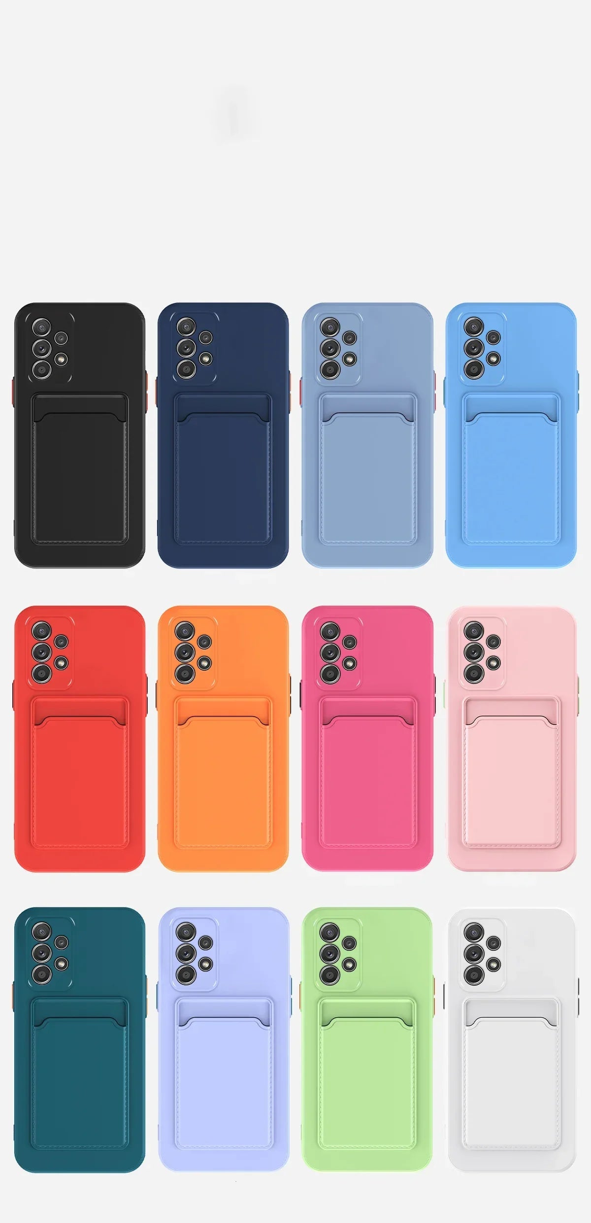 Soft Silicone Slot Wallet Card Holder Case for Samsung Galaxy (S24–S20 FE, Note20 Ultra, A51/A71/A54)