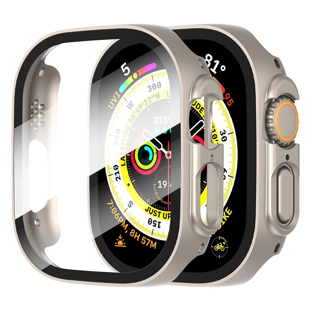 Apple Watch Ultra 49mm Screen Protector Kit – PC Shockproof Bumper + Tempered Glass Cover for Series Ultra 1/2