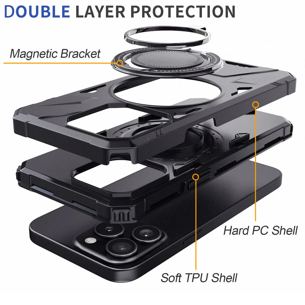 Black iPhone 14 Series Case – Shockproof Heavy Duty Hybrid Cover