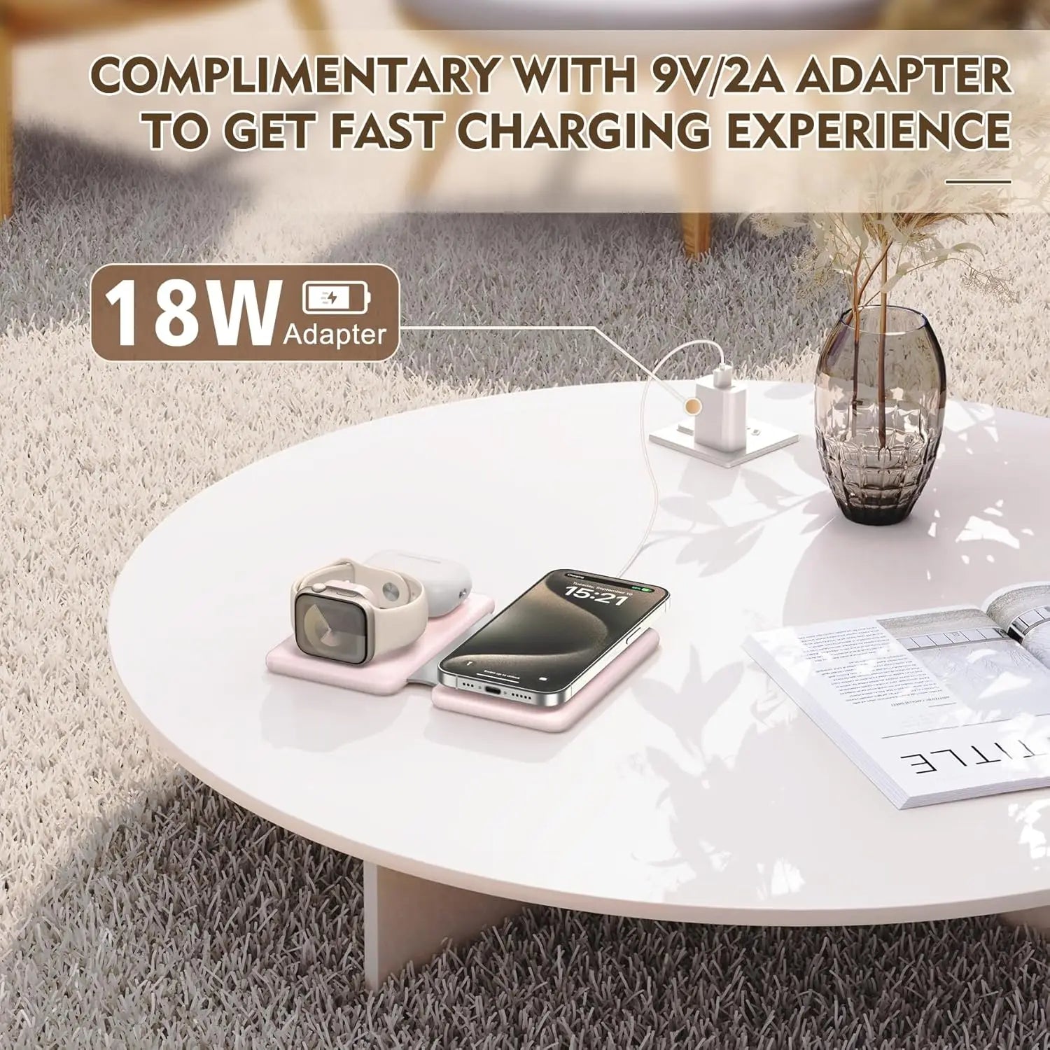 Portable 3-in-1 Magnetic Wireless Charger – Foldable Travel Charging Pad for Smartphones and Accessories, Multi-Device Wireless Charging Station