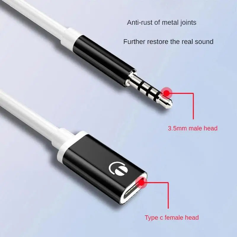 Type-C to 3.5mm Headphone Converter – 3.5mm Male to USB-C Female Audio Adapter for MP3 Players, Laptops, and Tablets
