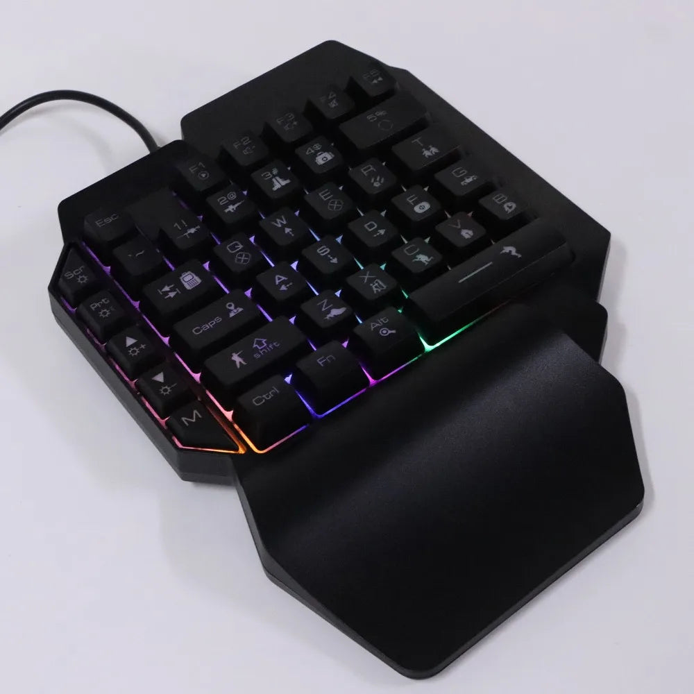 Plug-and-Play RGB Backlit One-Handed Gaming Keyboard – 39-Key USB Wired Mechanical Half Keyboard for PC Gamers